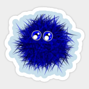 Blue fuzz ball Sticker